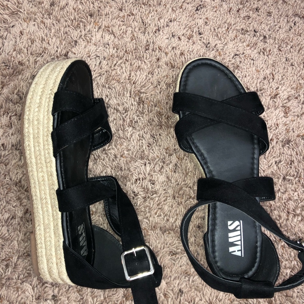 BLACK ESPADRILLES WOMENS 8